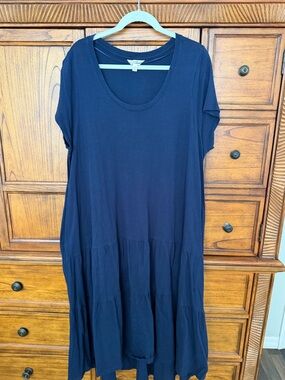 Terra & Sky Navy Blue Short Sleeve Maxi Dress 1X